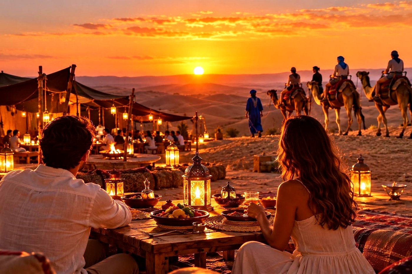 Jantar sob as estrelas no deserto de Agafay